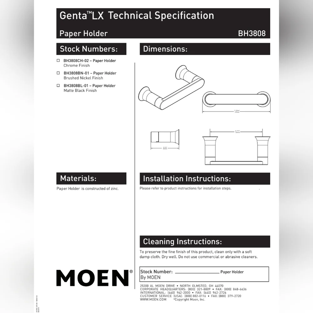 Moen Genta LX Chrome Bathroom 3 piece set
